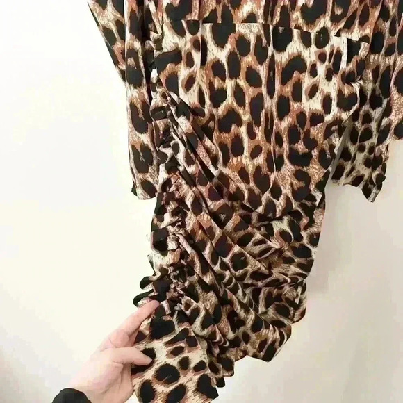 GRACIA Womens Leopard Animal Print Designer Dress MEDIUM Classic Classy Business - Picture 4 of 10